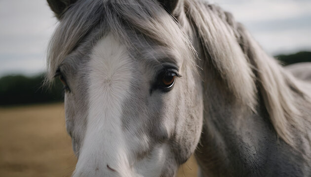 closeup of a grey welsh pony