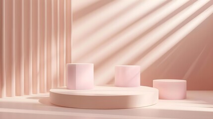 3D abstract minimal podium scene with geometrical shapes
