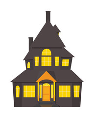 Halloween house. Transparent flat illustration for design and clip art
