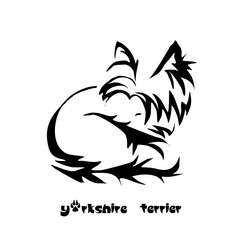 Stylized Yorkshire Terrier. Vector drawing of a small dog. Gestalt animal design
