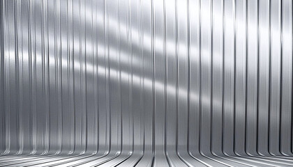 A high-resolution image of a shiny, corrugated metal surface. The parallel ridges create a ribbed pattern, and the lighting highlights the metallic sheen.