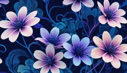 Blooming Blue and Purple Flowers.