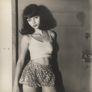 Vintage portrait of a girl, balck & white, photography