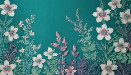 Teal Floral Background.