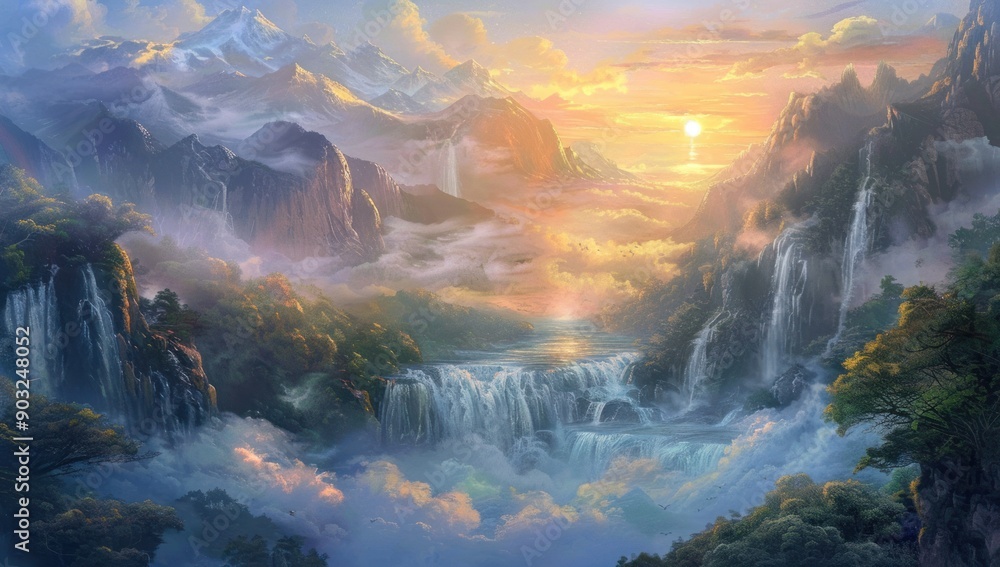 Wall mural waterfall paradise