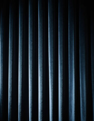 Curtain with soft smooth flowing folds. Deep black color and luxurious texture create a dramatic and elegant atmosphere. Decoration and interior design. Expensive curtain made of rich fabric. AI