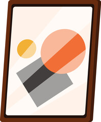 Stylish wooden picture frame displaying an abstract geometric painting, adding a touch of modern art to the space