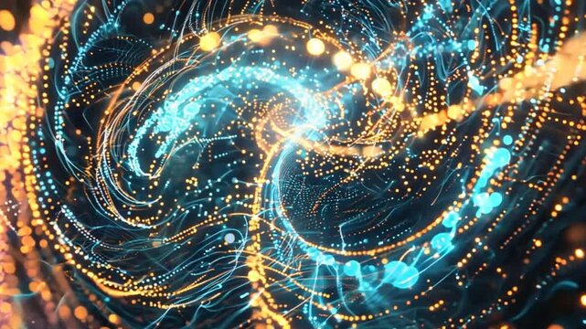 animation of data flowing through a network of big data.generative ai