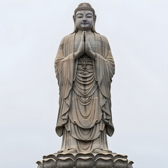 Fototapeta premium Majestic Stone Statue of an Exalted Figure Symbolizing Eternal Wisdom and Benevolence