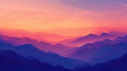 Obraz premium a serene sunset behind mountains with the sky painted in gradients of orange and purple
