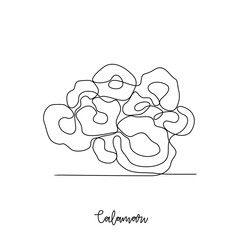 One continuous line drawing of Calamari food vector illustration. Traditional food in simple linear style vector design concept. Traditional foods have gained global popularity in world communities.