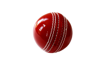 closeup shiny red cricket ball,cutout in transparent background,png format
