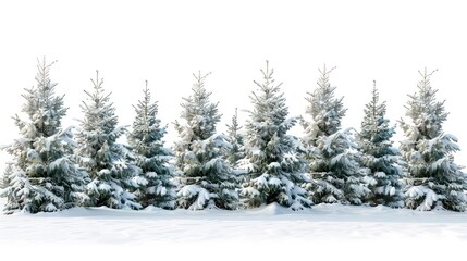 Naklejka premium Christmas Fir Brnaches with Snow isolated on white Background Super Wide Panorama