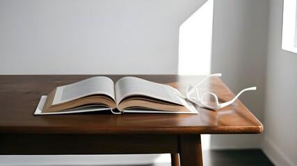 Open Book on wooden table