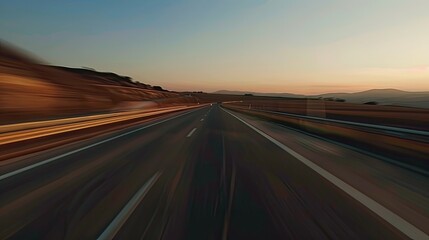 Naklejka premium blurred motion highway through country side