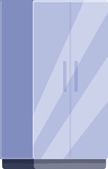 Modern refrigerator with a double door is standing in a kitchen