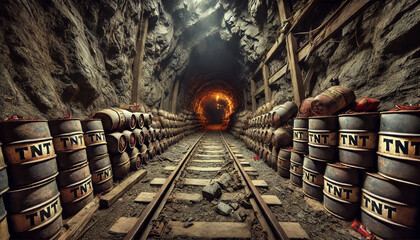 Holding detonator in a mine tunnel with full of explosives