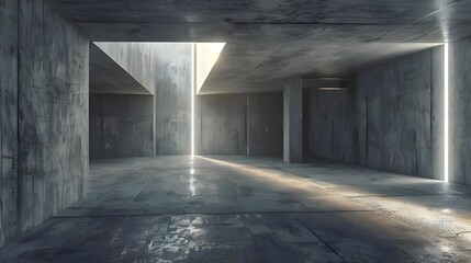 Abstract empty modern concrete room