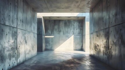 Abstract empty modern concrete walls hallway