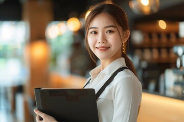 Fototapeta premium Young Indian entrepreneur in boutique with laptop self employment concept.