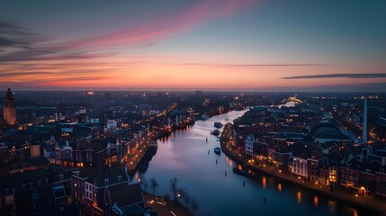 Naklejka premium Aerial cityscape view of the city