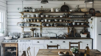 Rustic style kitchen interior with vintage elements