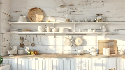 Interior of kitchen in rustic style with vintage elements