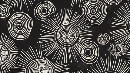Seamless hand-drawn geometric concentric circles pattern