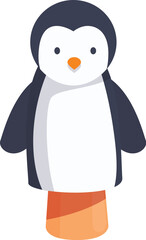 Adorable penguin puppet standing with a smiling face for kids entertainment