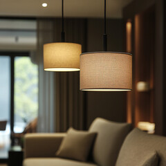Interior design lamps, living room space with walls and details. modern architecture and details