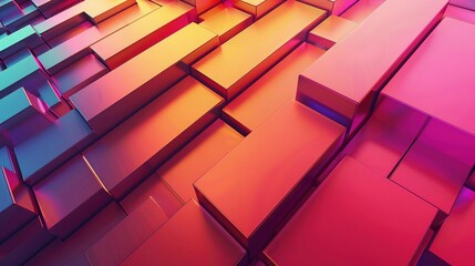 Vivid Geometric Blocks: An Abstract Composition in Pink and Orange