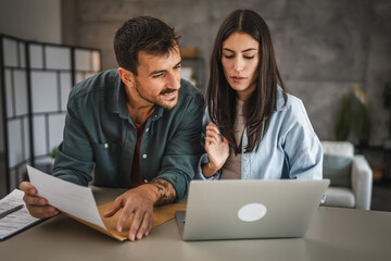 couple boyfriend and girlfriend read together letter from envelope
