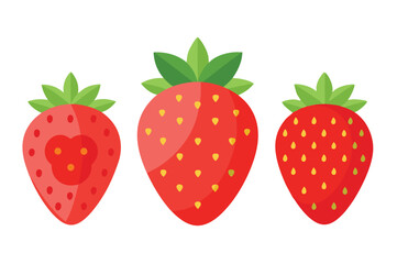 Strawberry flat vector illustration on white background.