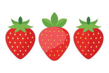 Strawberry flat vector illustration on white background.