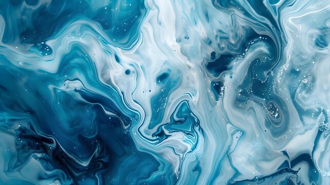 Colorful blue marble ink pattern texture