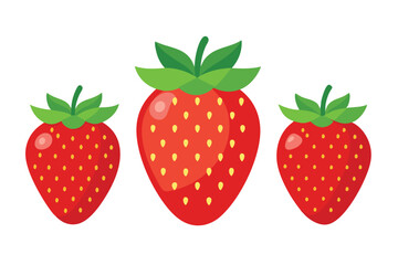 Strawberry flat vector illustration on white background.