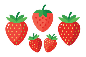Strawberry flat vector illustration on white background.