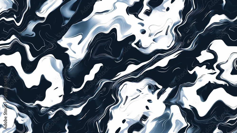 Poster serene navy and white abstract color pattern with geometric shapes