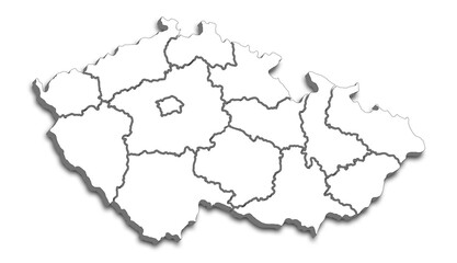 CZECH REPUBLIC MAP WITH ITS REGIONS AND POLITICAL ADMINISTRATIVE DIVISIONS
