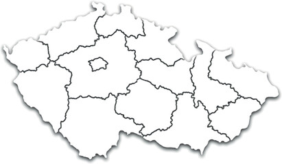 CZECH REPUBLIC MAP WITH ITS REGIONS AND POLITICAL ADMINISTRATIVE DIVISIONS