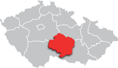 Kraj Vysočina map REGION of CZECH REPUBLIC 3d isometric map