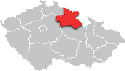 Obraz premium Královéhradecký kraj map REGION of CZECH REPUBLIC 3d isometric map