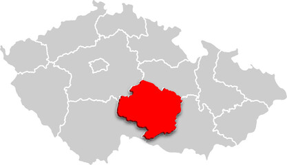 Kraj Vysočina map REGION of CZECH REPUBLIC 3d isometric map