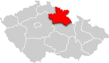 Královéhradecký kraj map REGION of CZECH REPUBLIC 3d isometric map