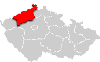 Ústecký kraj map REGION of CZECH REPUBLIC 3d isometric map