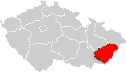 Zlínský kraj map REGION of CZECH REPUBLIC 3d isometric map