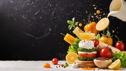 Fresh Summer Salad with Lemon and Orange.