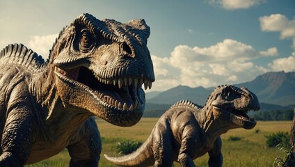 Fototapeta premium Revealing the wonders of the ancient world and its incredible dinosaur life