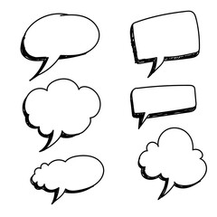 Set of empty comic speech bubbles Hand drawn doodle cartoon stickers. Vector illustration.