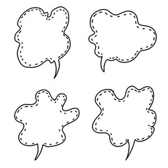 Fototapeta premium Set of empty comic speech bubbles Hand drawn doodle cartoon stickers. Vector illustration.